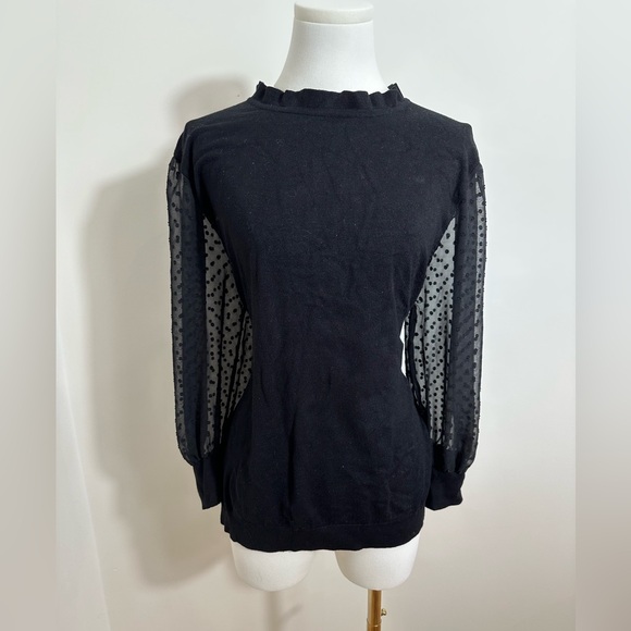 Adrianna Papell -  Black Women's Top with sheer sleeves - large - Picture 9 of 9